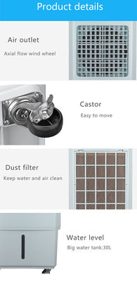 30L Water Tank Energy Saving Air Cooler 110V مع محرك نحاسي